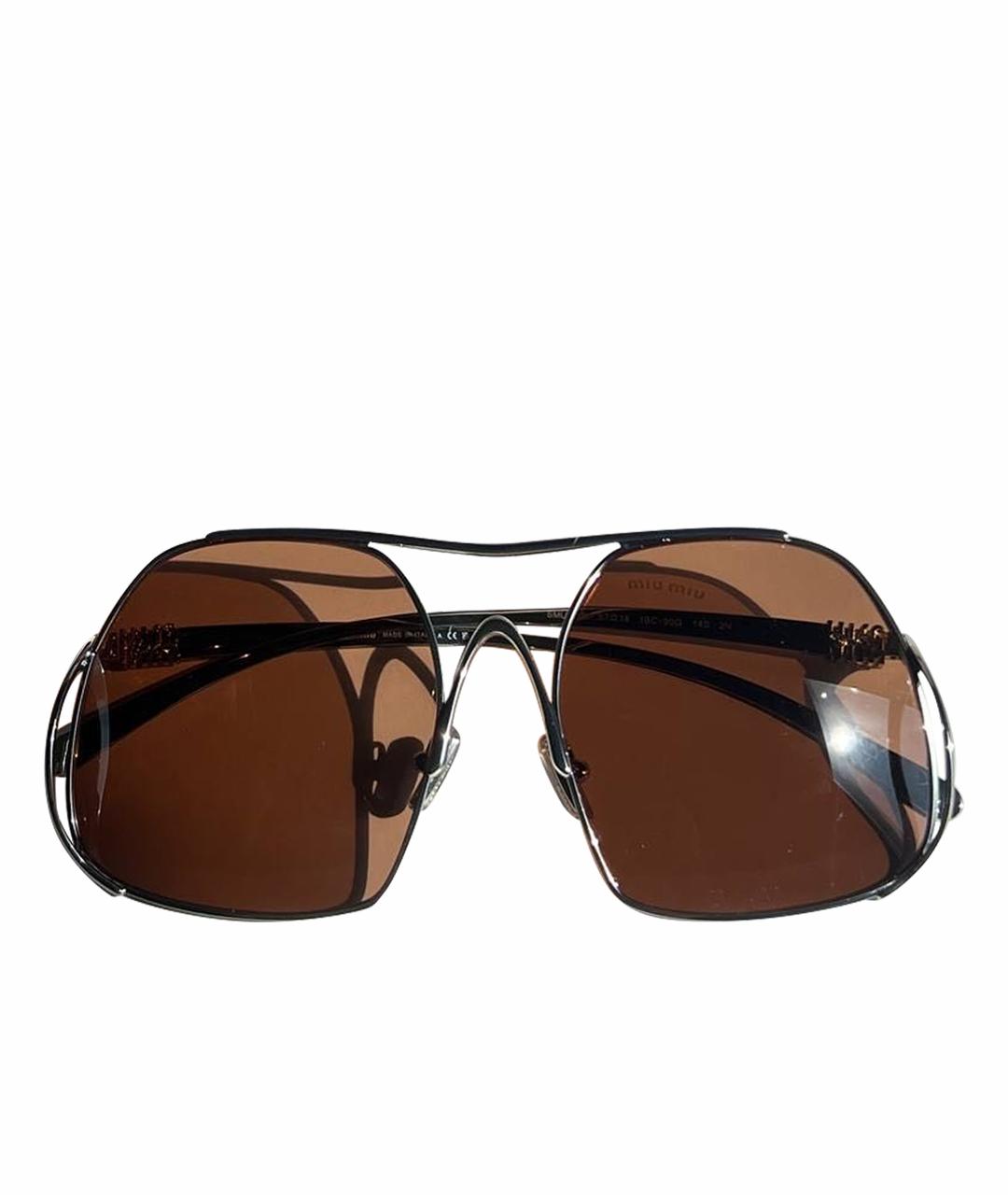 MIU MIU Бежевые металлические солнцезащитные очки, фото 1