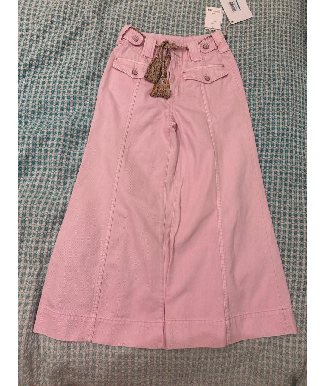 ZIMMERMANN Розовые хлопковые джинсы клеш, фото 2