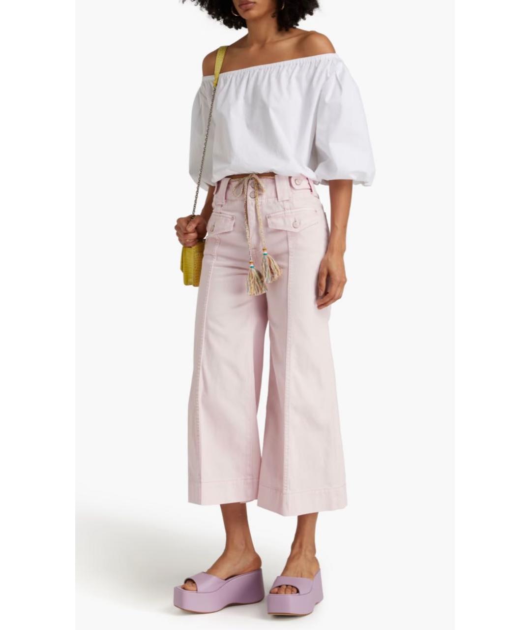 ZIMMERMANN Розовые хлопковые джинсы клеш, фото 7