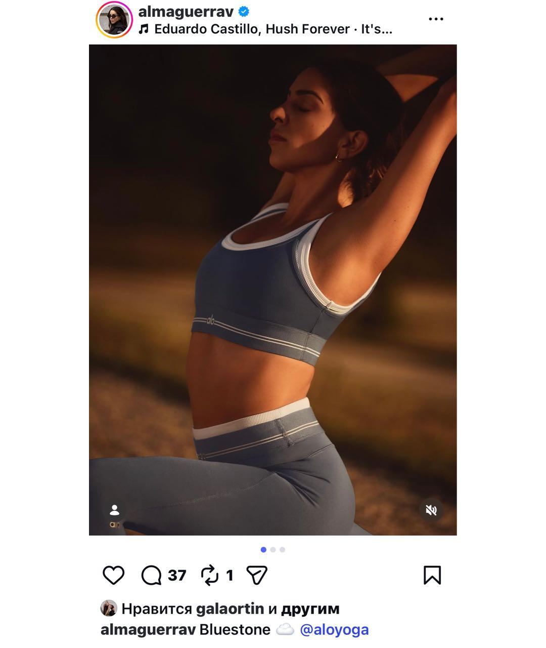 ALO YOGA Синий хлопко-эластановый спортивные костюмы, фото 6