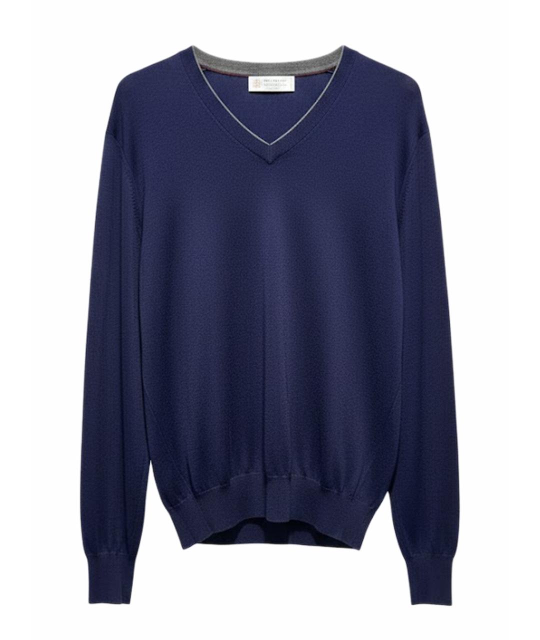 BRUNELLO CUCINELLI Синий шерстяной джемпер / свитер, фото 1