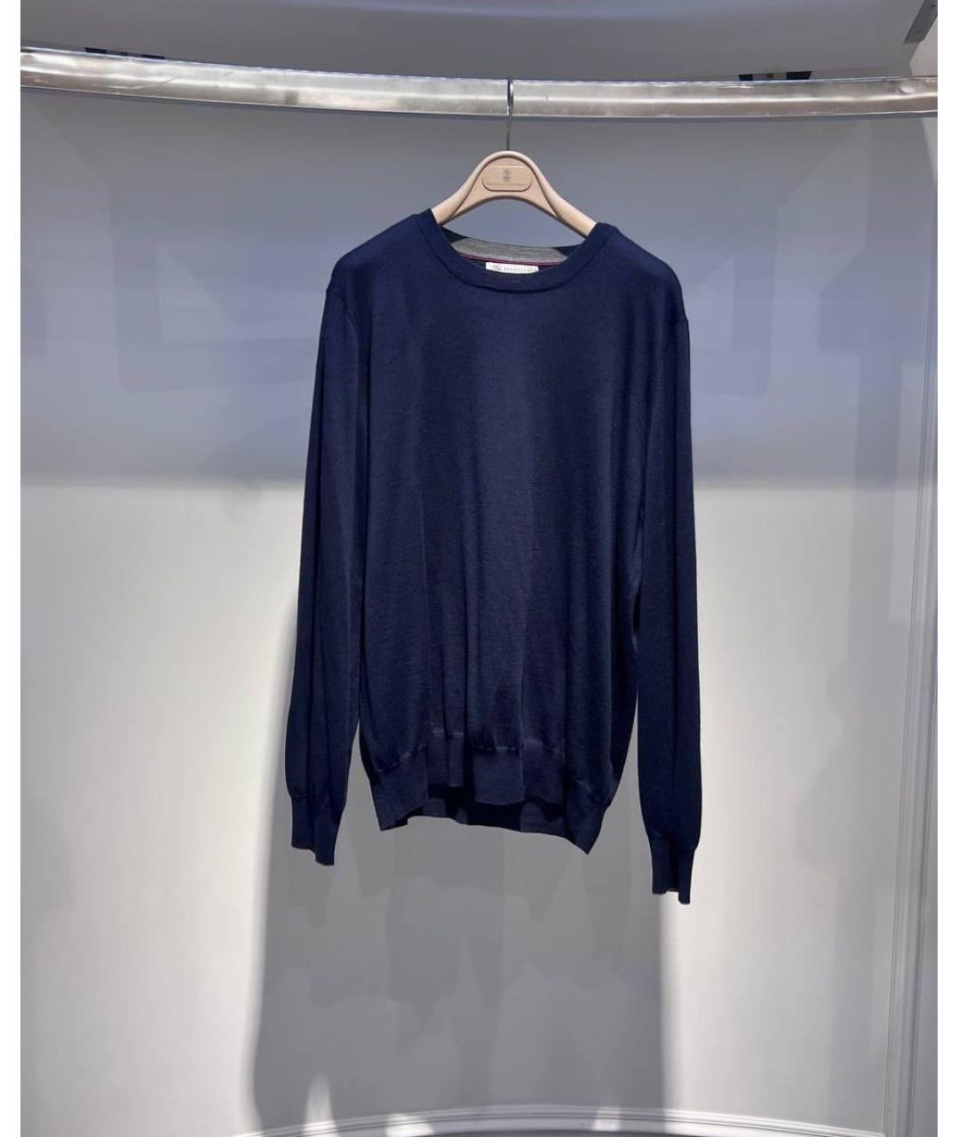 BRUNELLO CUCINELLI Темно-синий шерстяной джемпер / свитер, фото 3