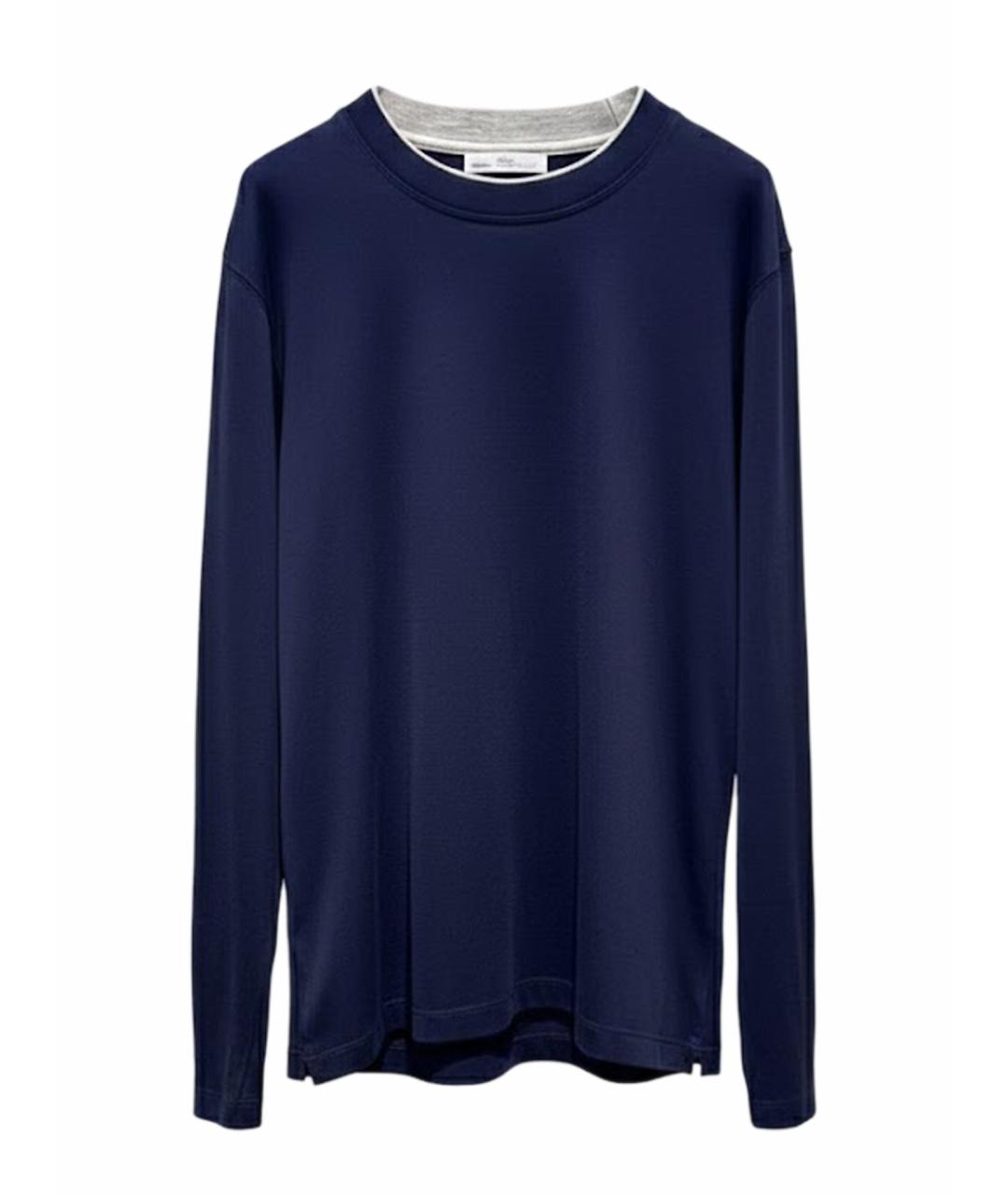 BRUNELLO CUCINELLI Темно-синий хлопковый джемпер / свитер, фото 1