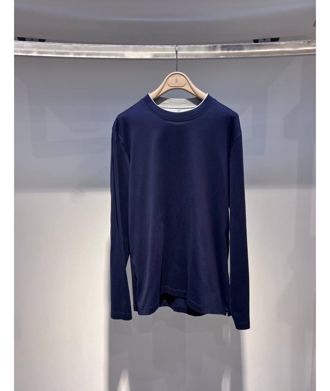 BRUNELLO CUCINELLI Темно-синий хлопковый джемпер / свитер, фото 3
