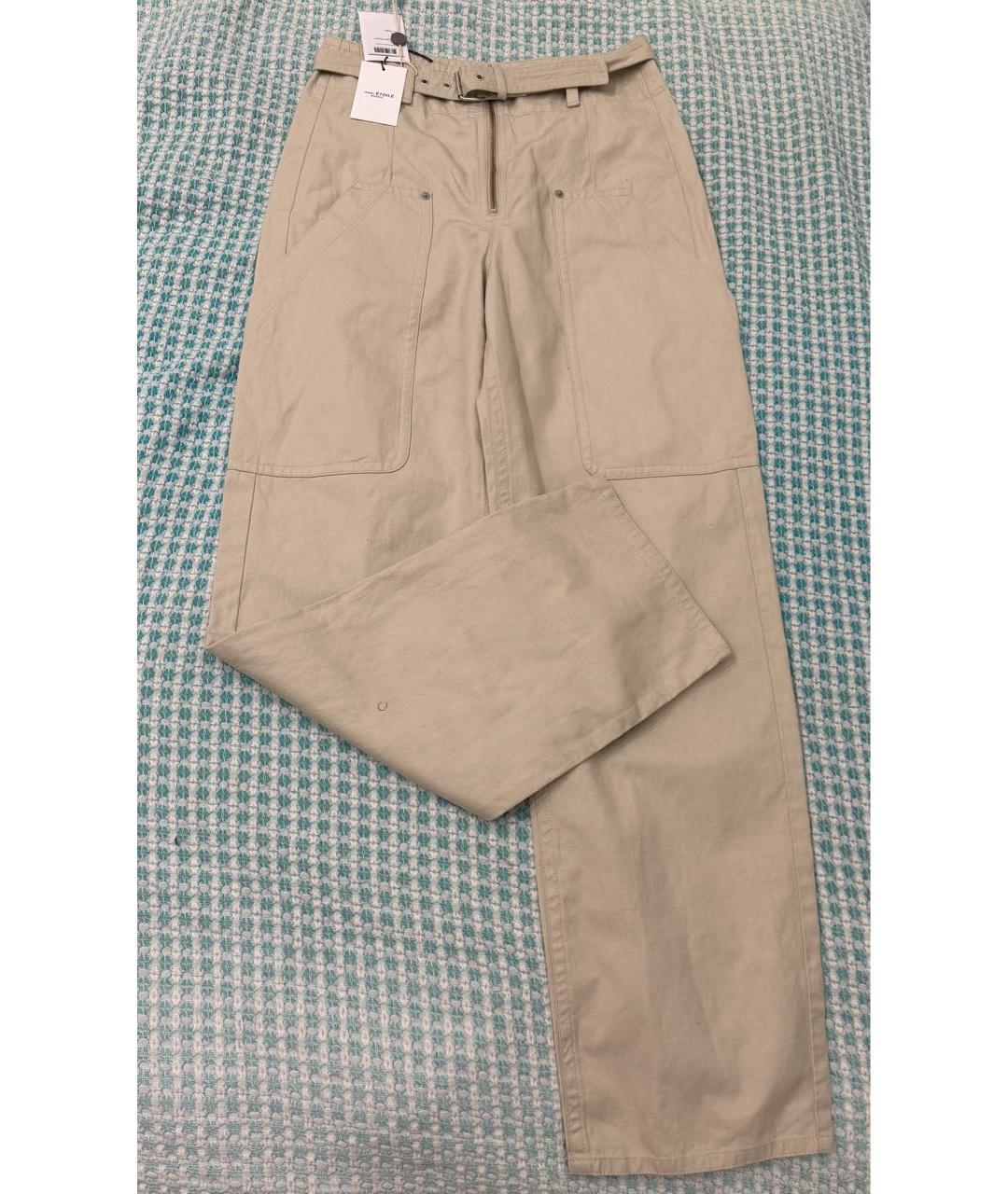 ISABEL MARANT ETOILE Бежевые хлопковые прямые брюки, фото 3