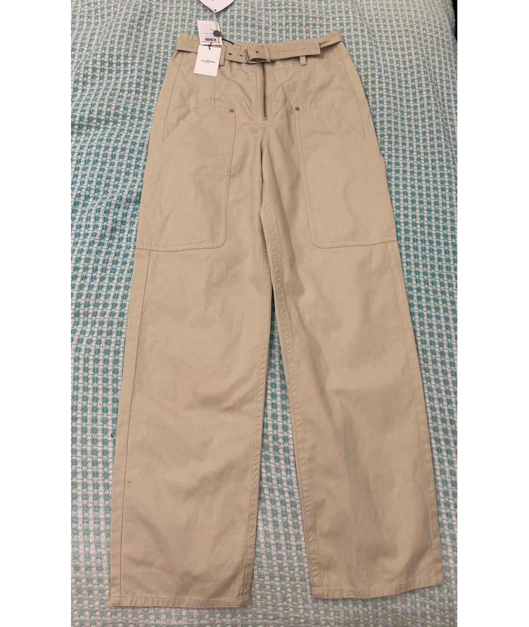 ISABEL MARANT ETOILE Бежевые хлопковые прямые брюки, фото 2