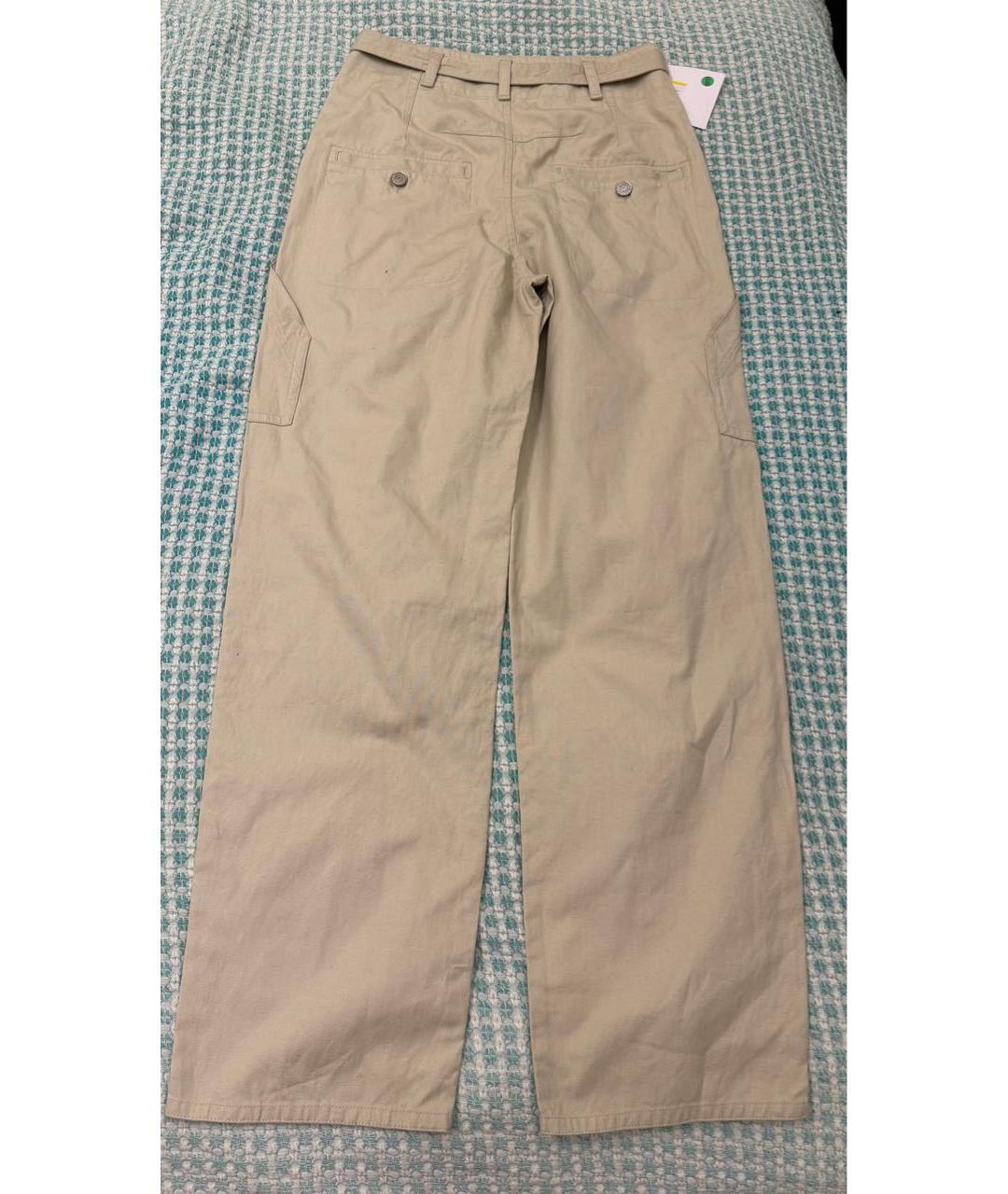 ISABEL MARANT ETOILE Бежевые хлопковые прямые брюки, фото 7