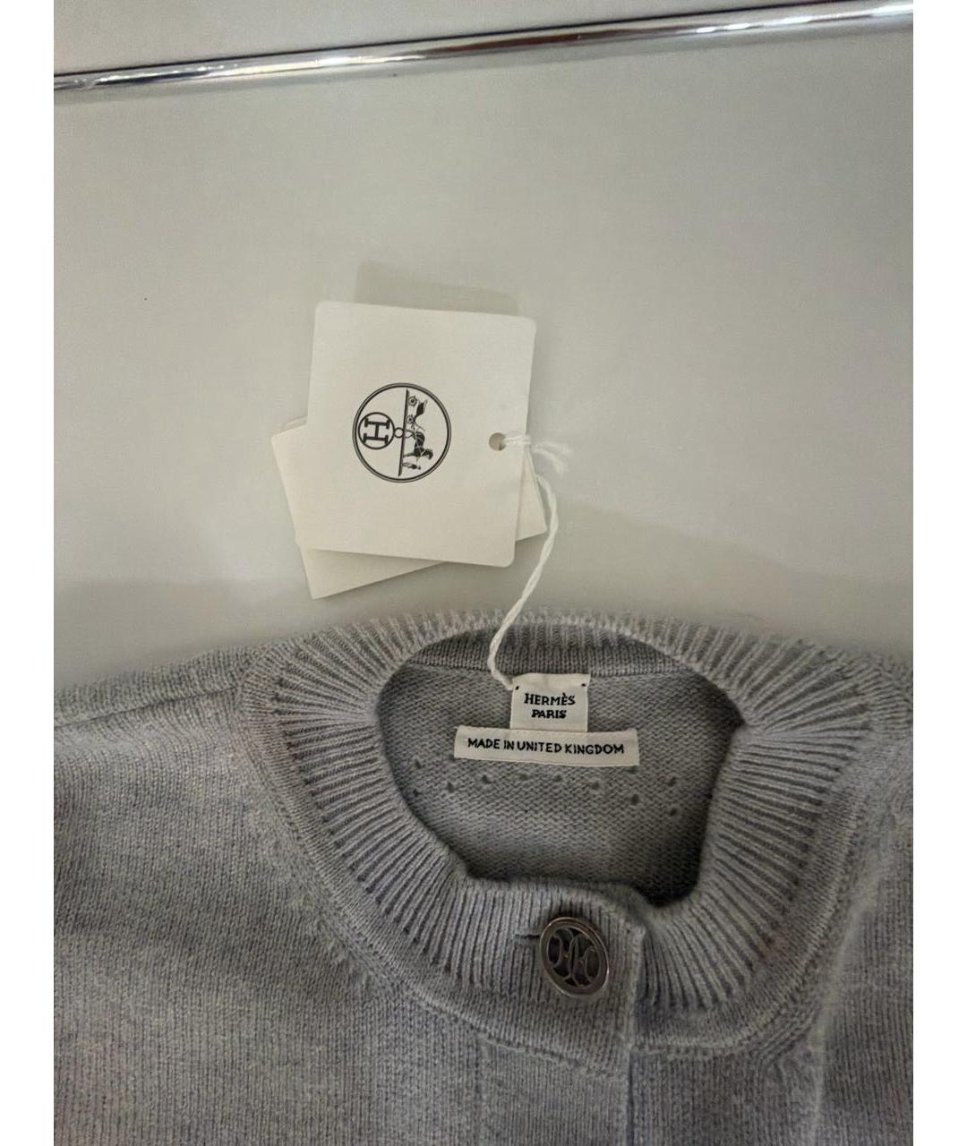 HERMES Серый кашемировый кардиган, фото 3