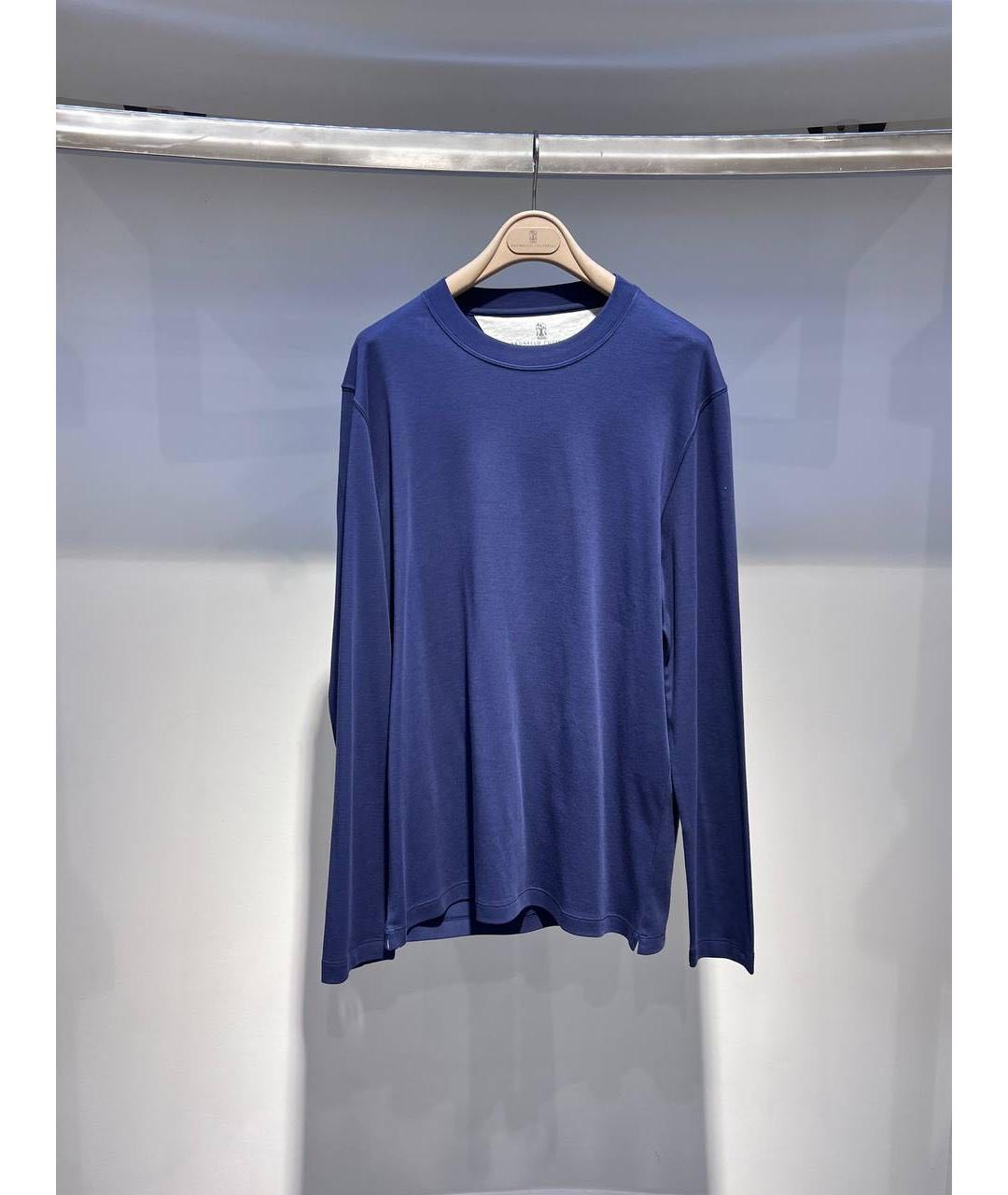 BRUNELLO CUCINELLI Темно-синий хлопковый джемпер / свитер, фото 3