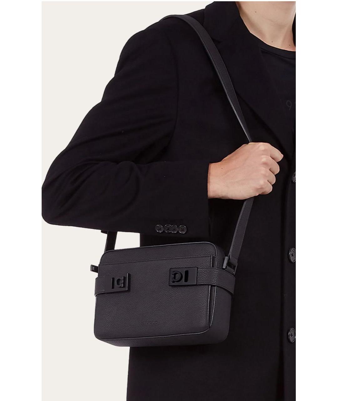 FERRAGAMO Антрацитовая кожаная сумка на плечо, фото 2