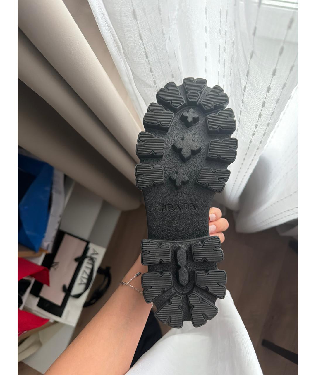 PRADA Черные лоферы из искусственной кожи, фото 6