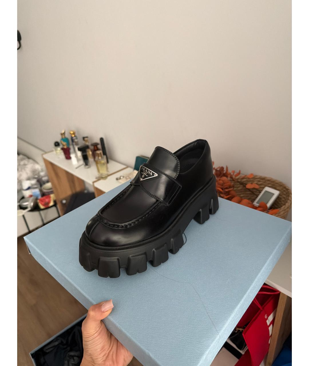 PRADA Черные лоферы из искусственной кожи, фото 2