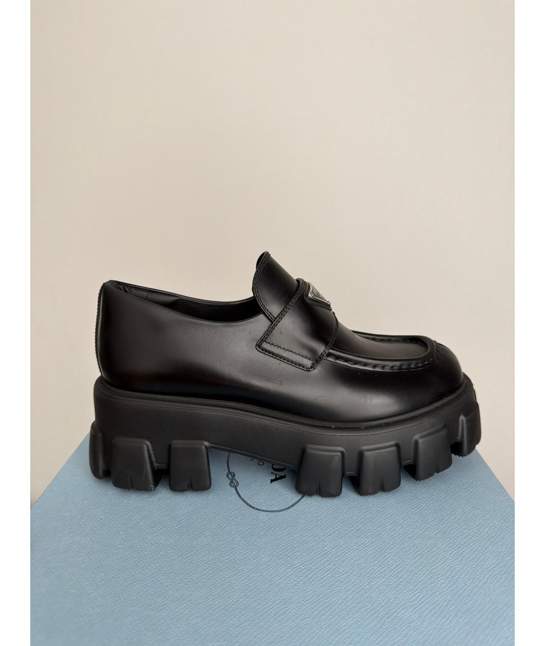 PRADA Черные лоферы из искусственной кожи, фото 7