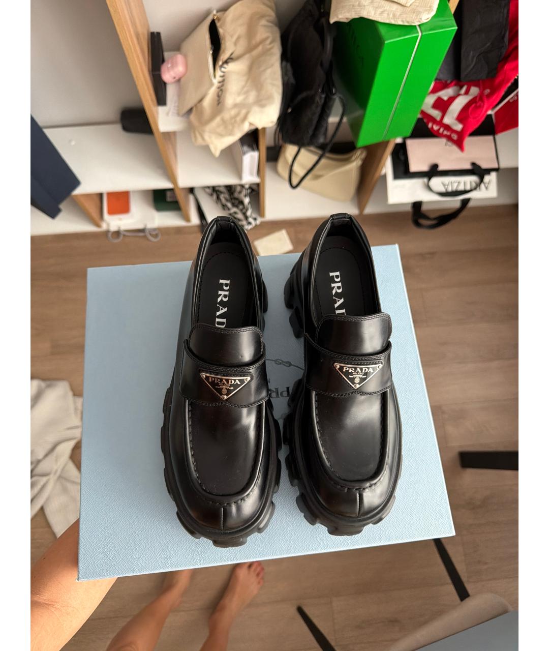 PRADA Черные лоферы из искусственной кожи, фото 3