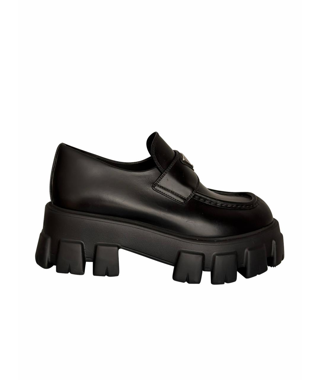 PRADA Черные лоферы из искусственной кожи, фото 1