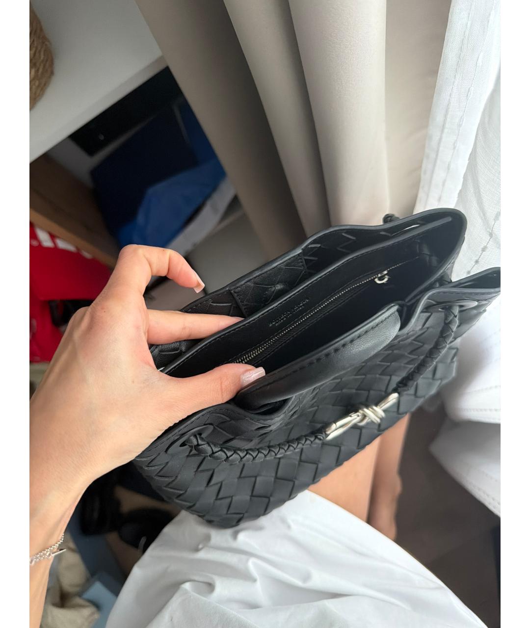 BOTTEGA VENETA Черная кожаная сумка через плечо, фото 4