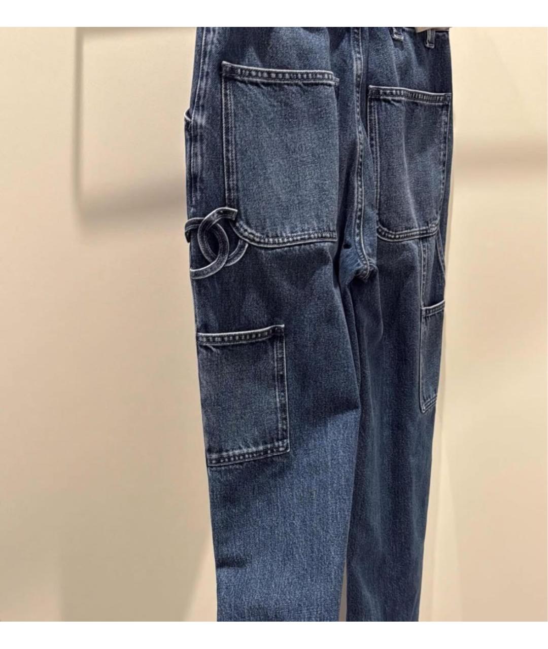 CHANEL Темно-синие хлопковые прямые джинсы, фото 2