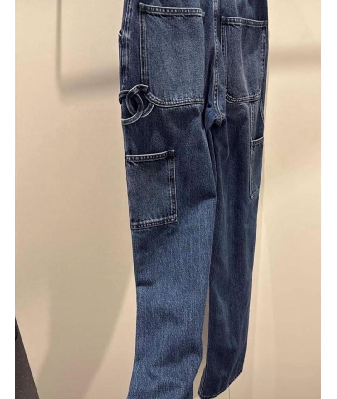 CHANEL Темно-синие хлопковые прямые джинсы, фото 3