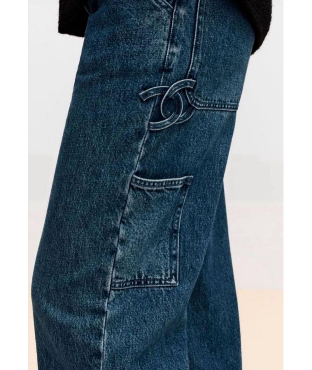 CHANEL Темно-синие хлопковые прямые джинсы, фото 4