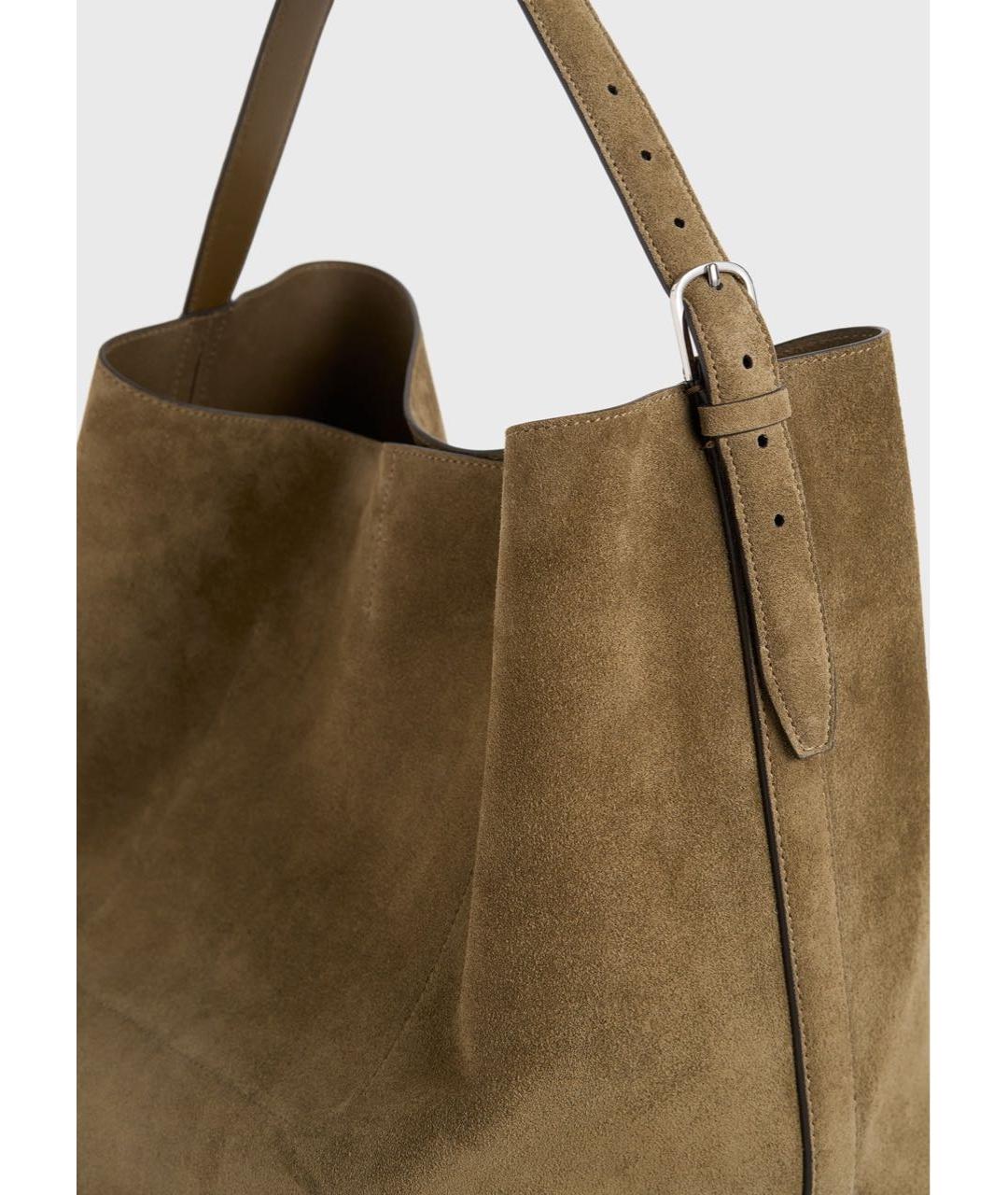 TOTEME Золотая замшевая сумка через плечо, фото 3