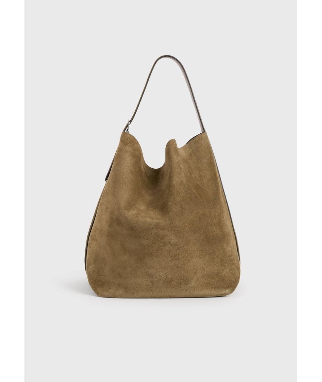 TOTEME Золотая замшевая сумка через плечо, фото 5