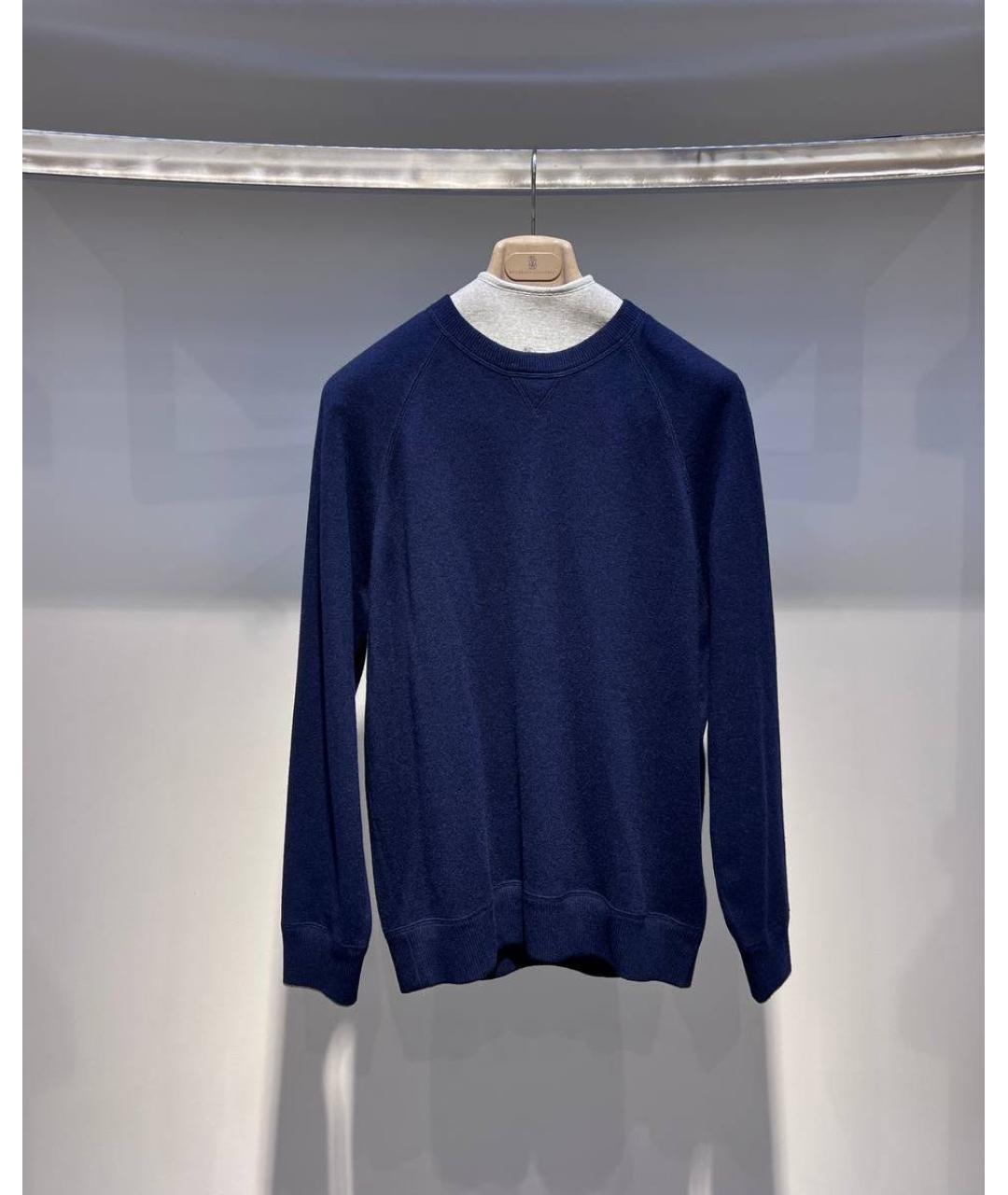 BRUNELLO CUCINELLI Темно-синий шерстяной джемпер / свитер, фото 3