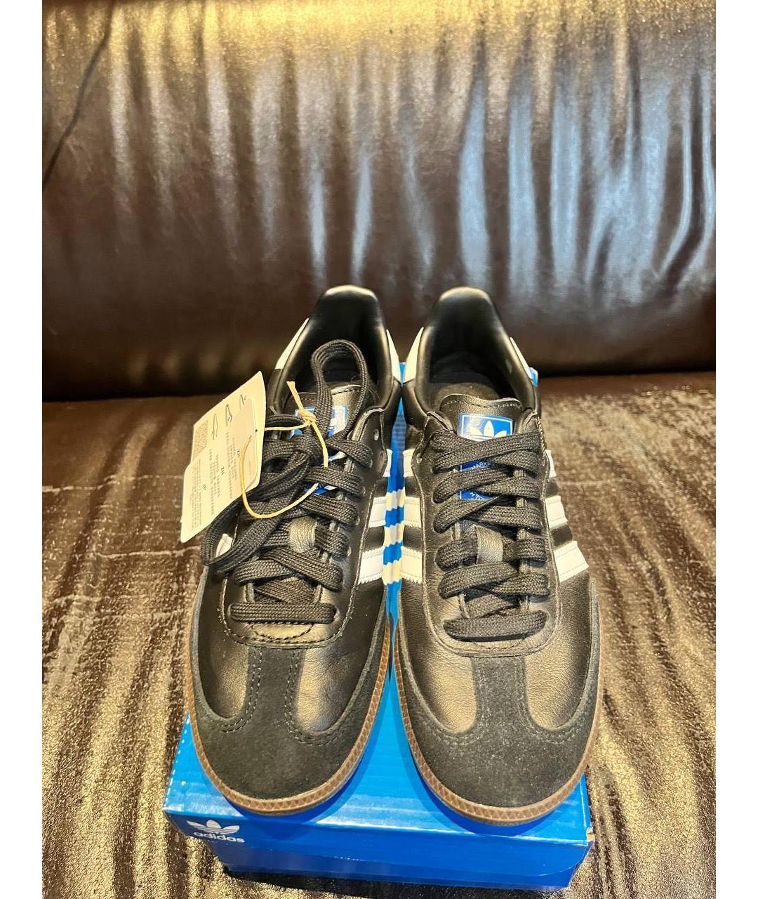 ADIDAS Черные кожаные кроссовки, фото 2