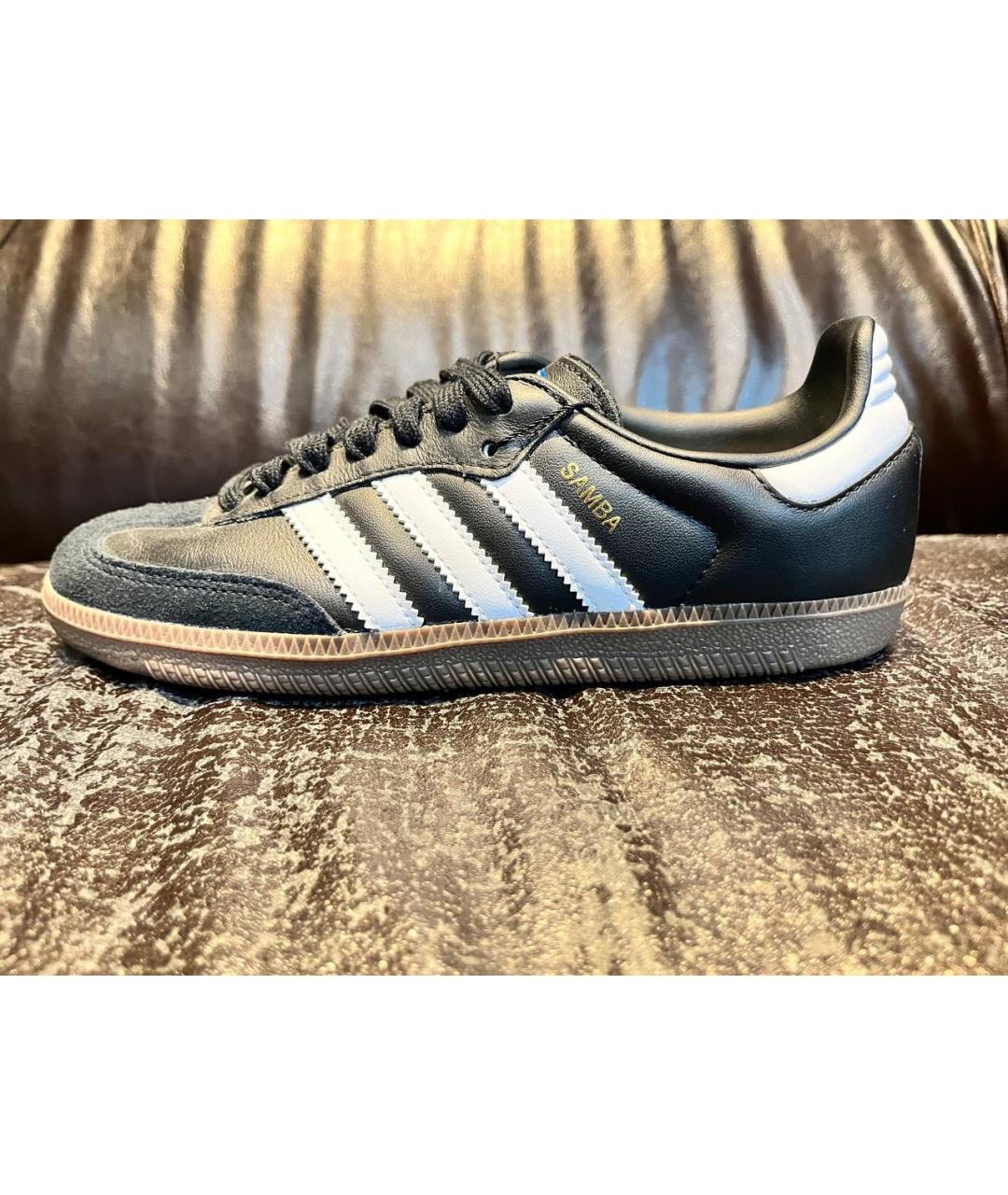 ADIDAS Черные кожаные кроссовки, фото 4