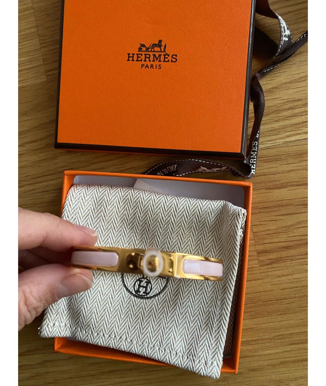 HERMES Розовый металлический браслет, фото 4