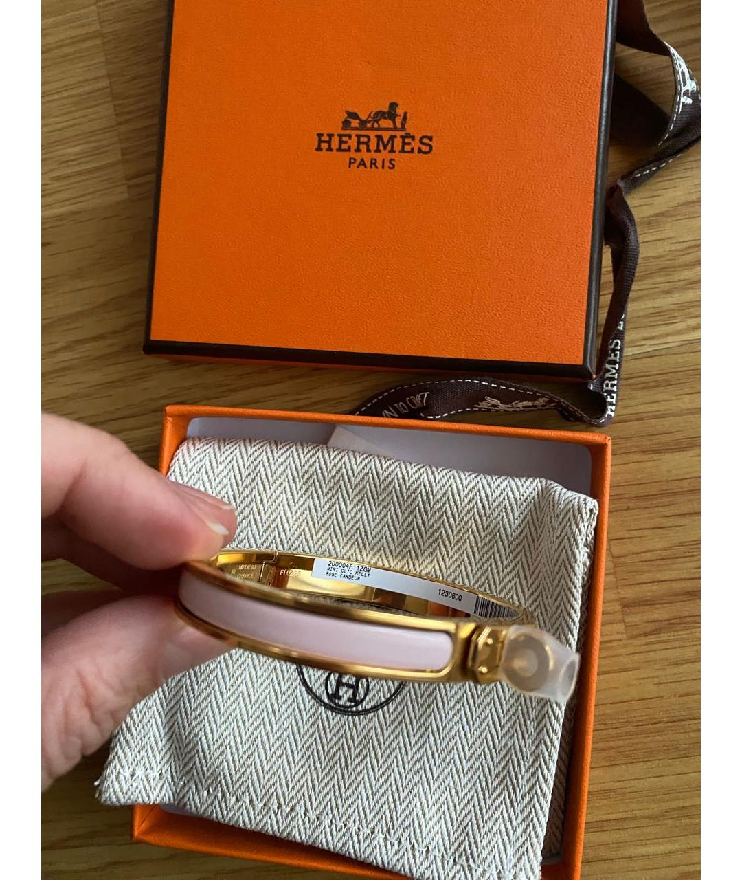 HERMES Розовый металлический браслет, фото 5