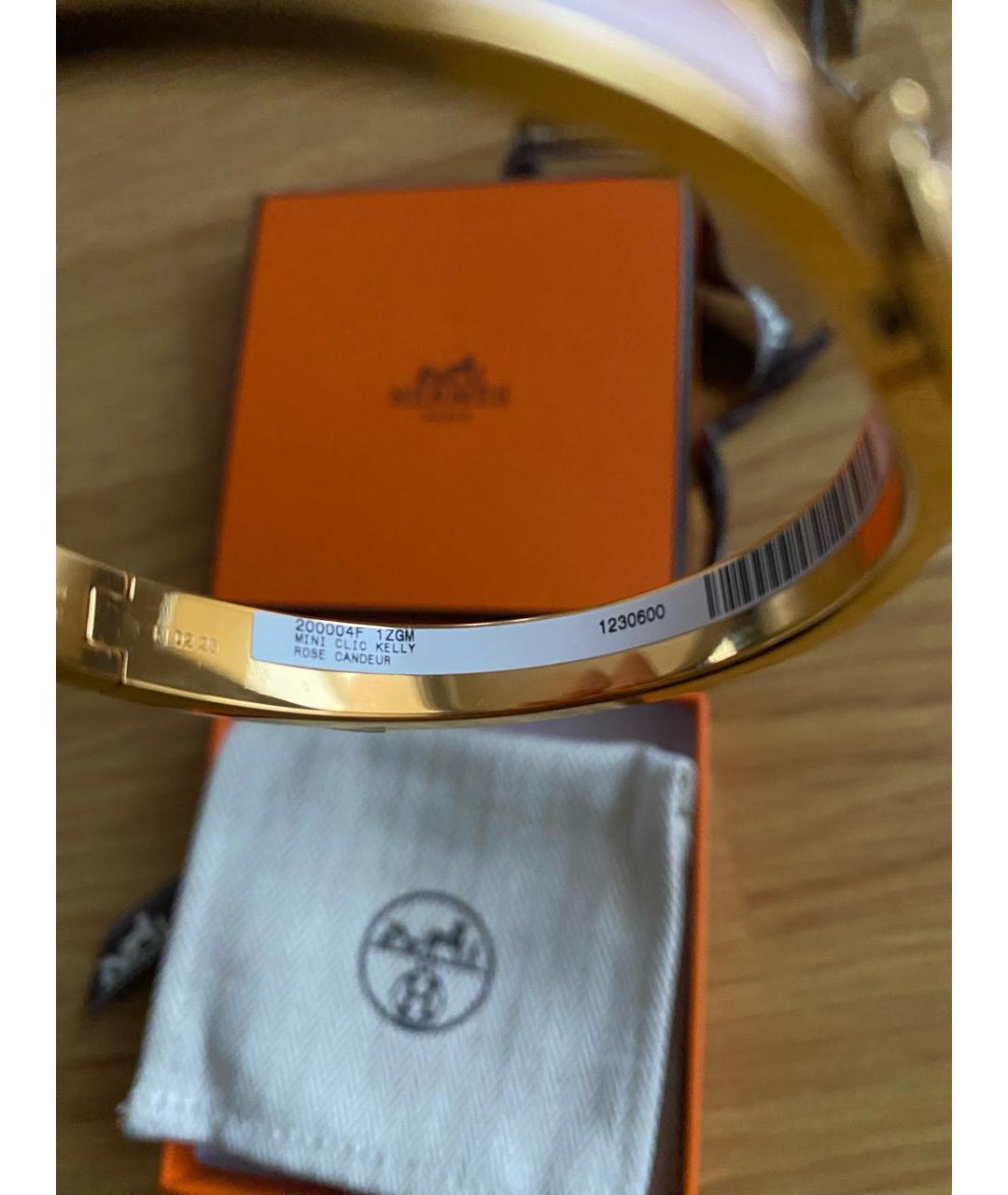 HERMES Розовый металлический браслет, фото 6