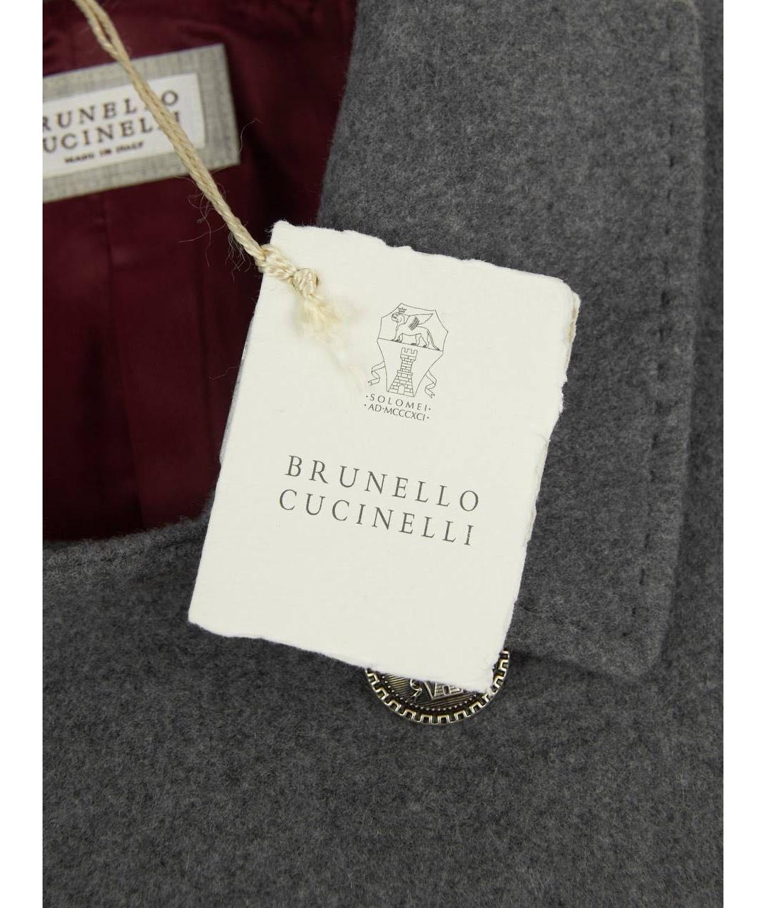 BRUNELLO CUCINELLI Серое кашемировое пальто, фото 3