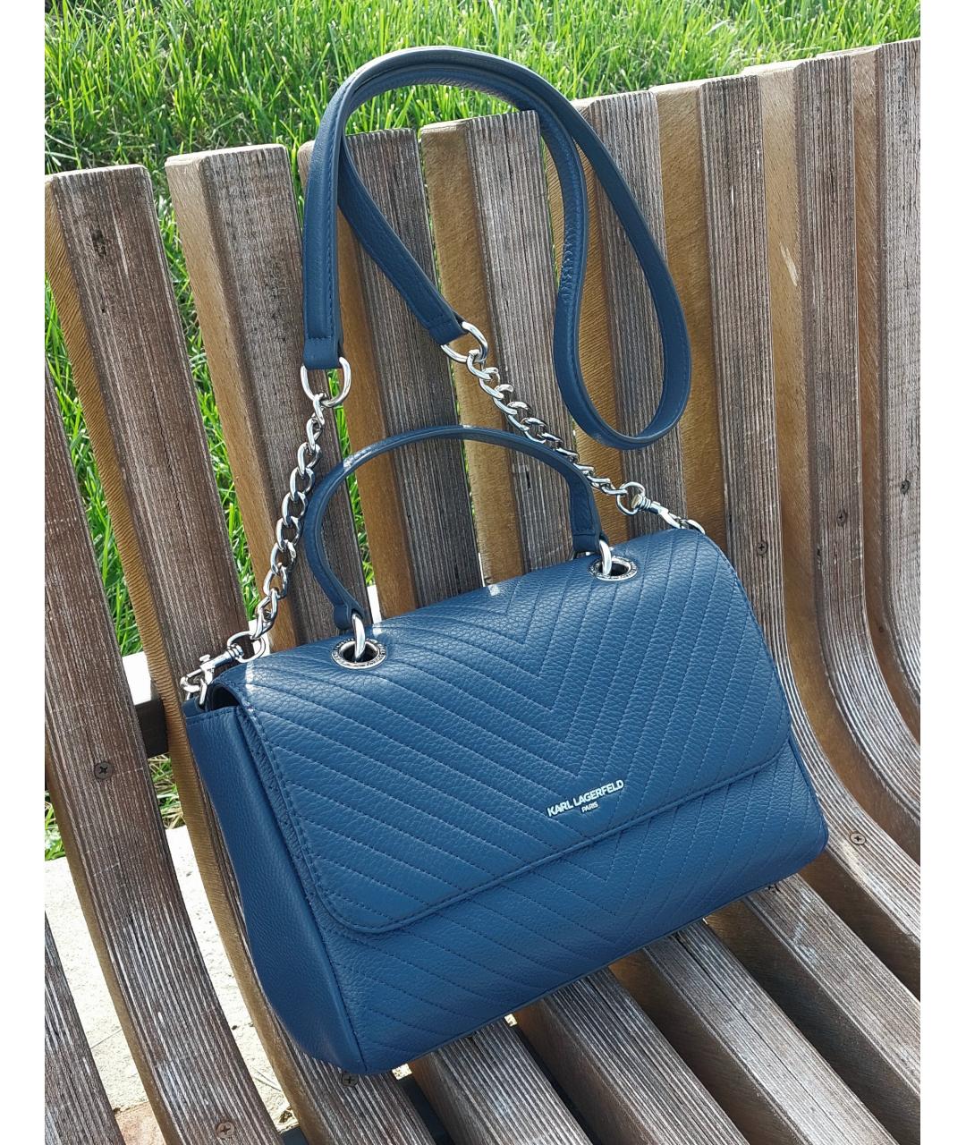 KARL LAGERFELD Темно-синяя кожаная сумка через плечо, фото 2