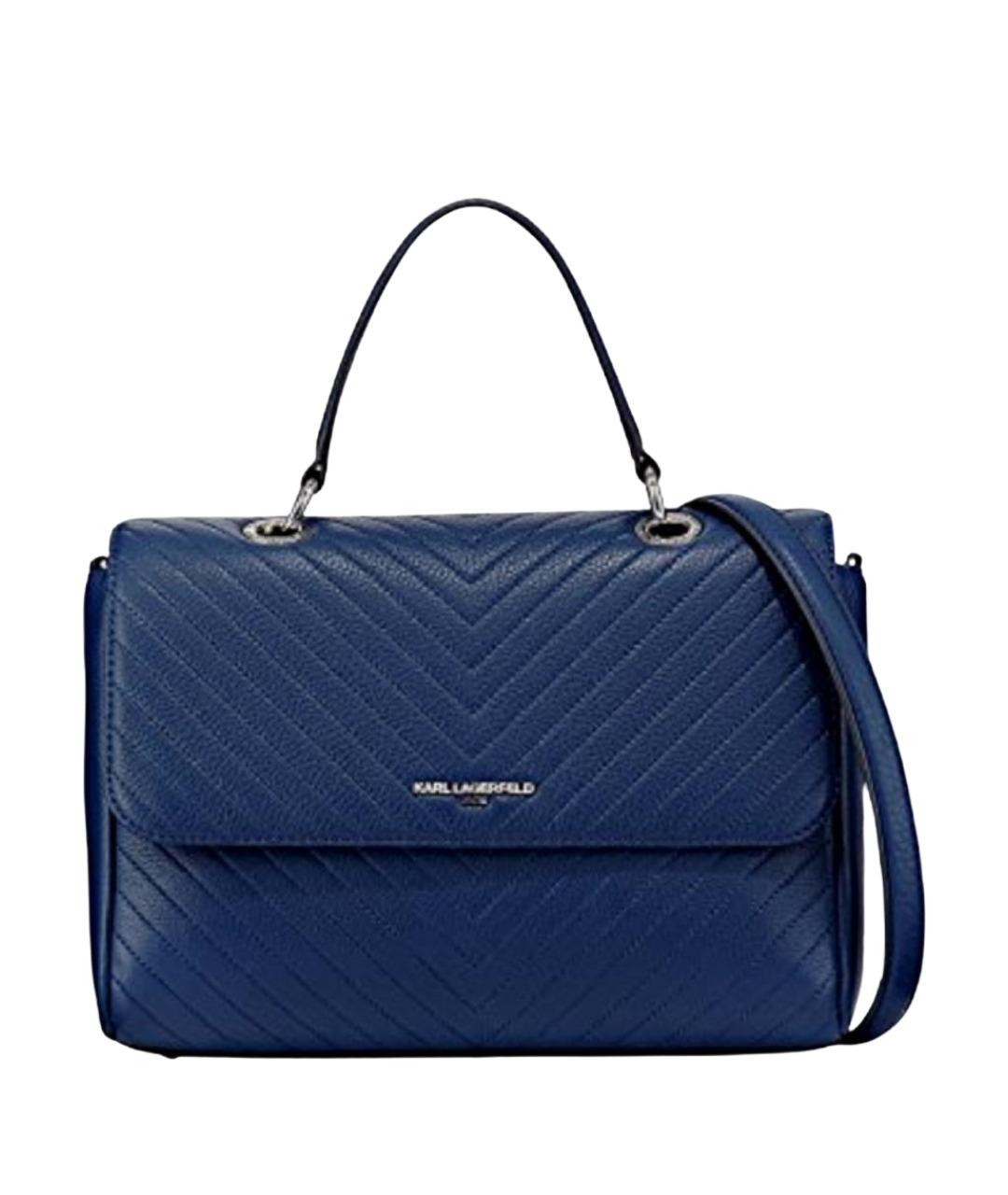 KARL LAGERFELD Темно-синяя кожаная сумка через плечо, фото 1