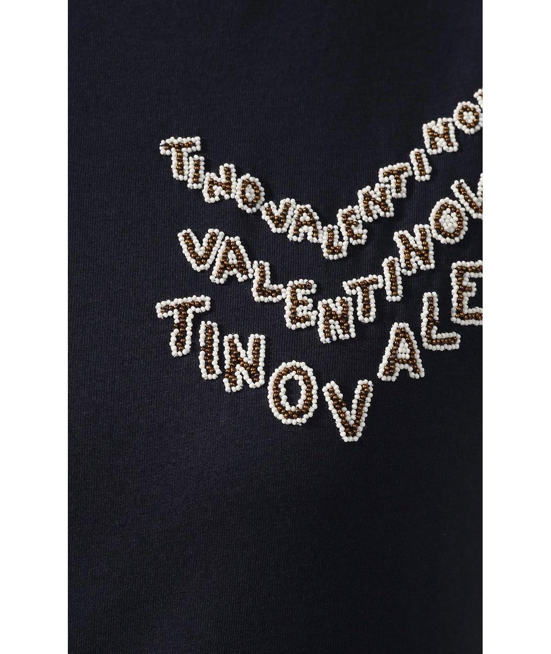 VALENTINO Темно-синяя хлопковая футболка, фото 4