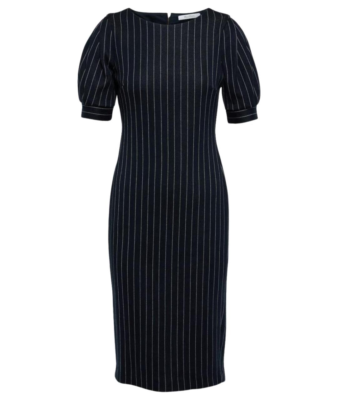 MAX MARA Темно-синее хлопковое коктейльное платье, фото 1