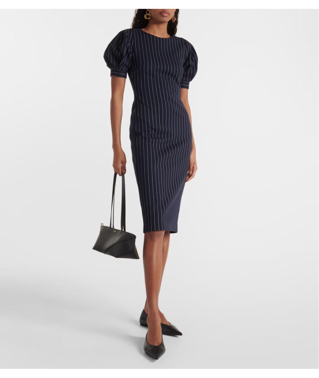 MAX MARA Темно-синее хлопковое коктейльное платье, фото 2