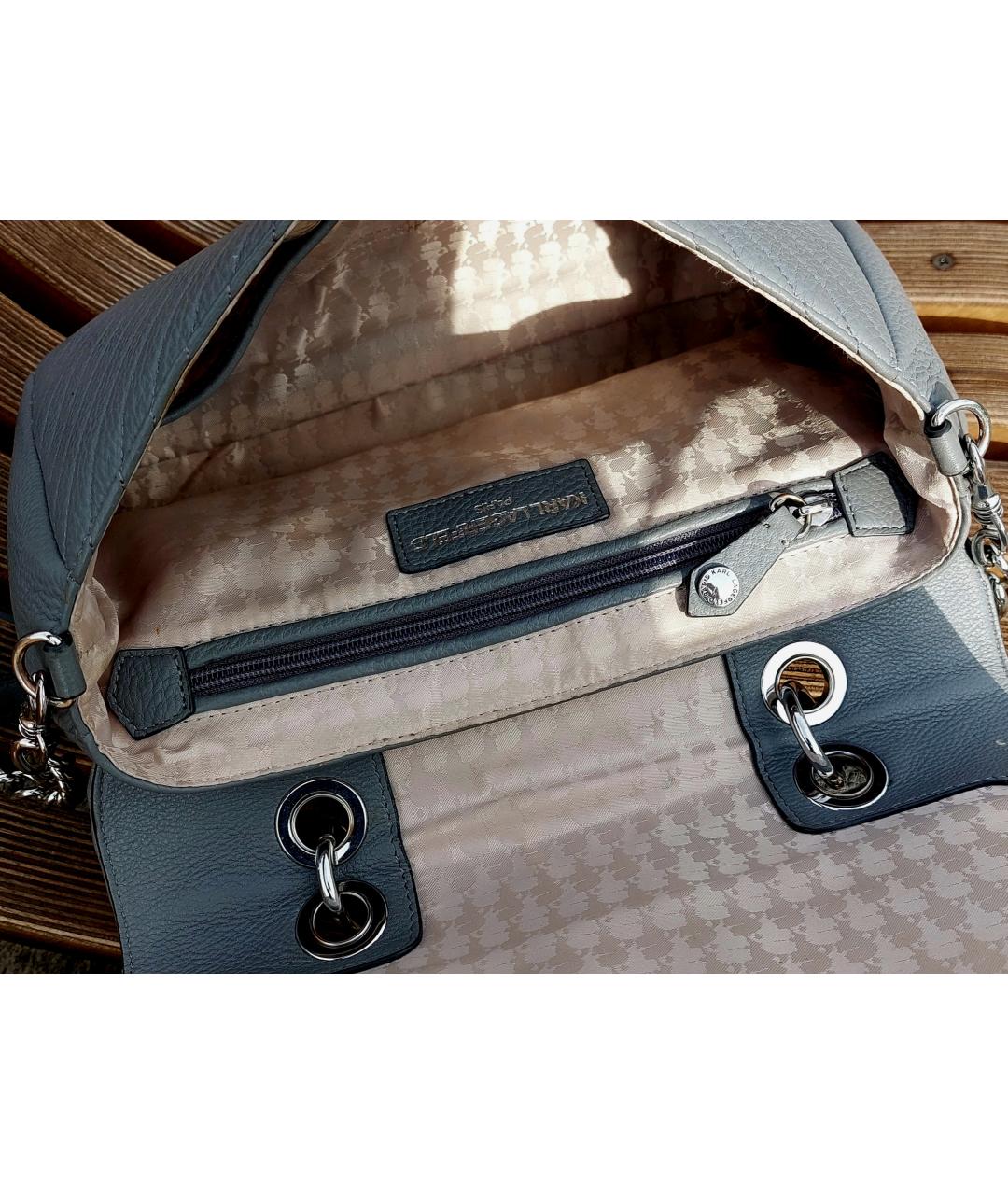 KARL LAGERFELD Серая кожаная сумка через плечо, фото 8