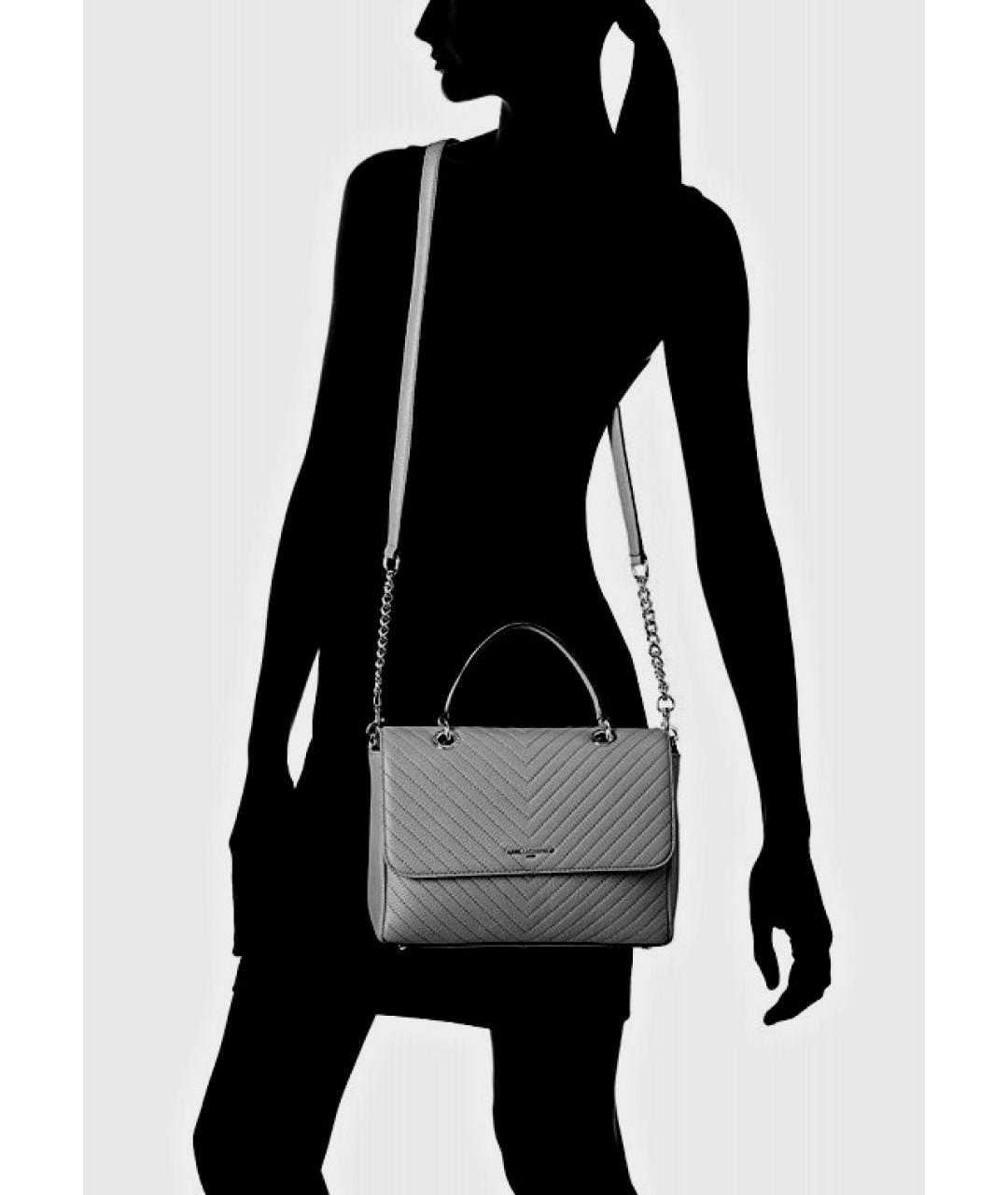 KARL LAGERFELD Серая кожаная сумка через плечо, фото 9