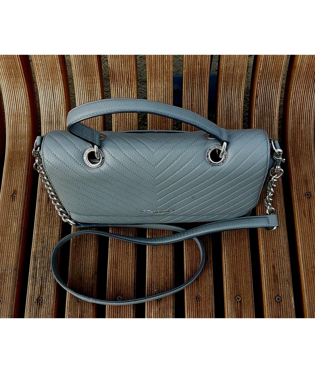 KARL LAGERFELD Серая кожаная сумка через плечо, фото 5