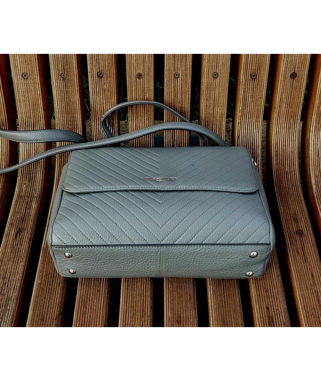 KARL LAGERFELD Серая кожаная сумка через плечо, фото 4