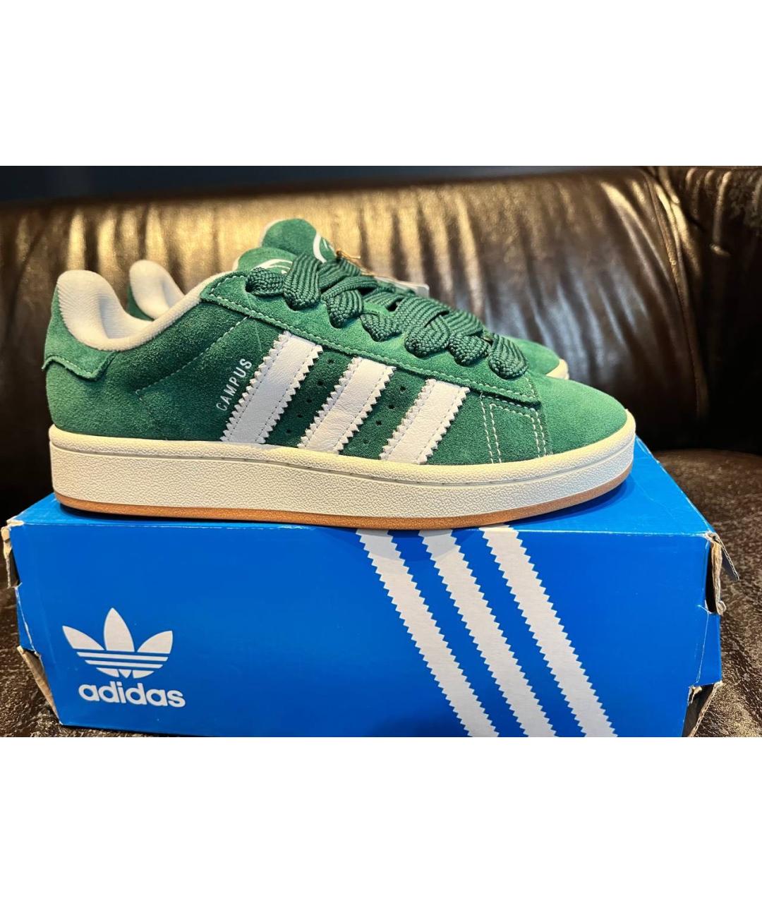 ADIDAS Зеленые замшевые кроссовки, фото 2