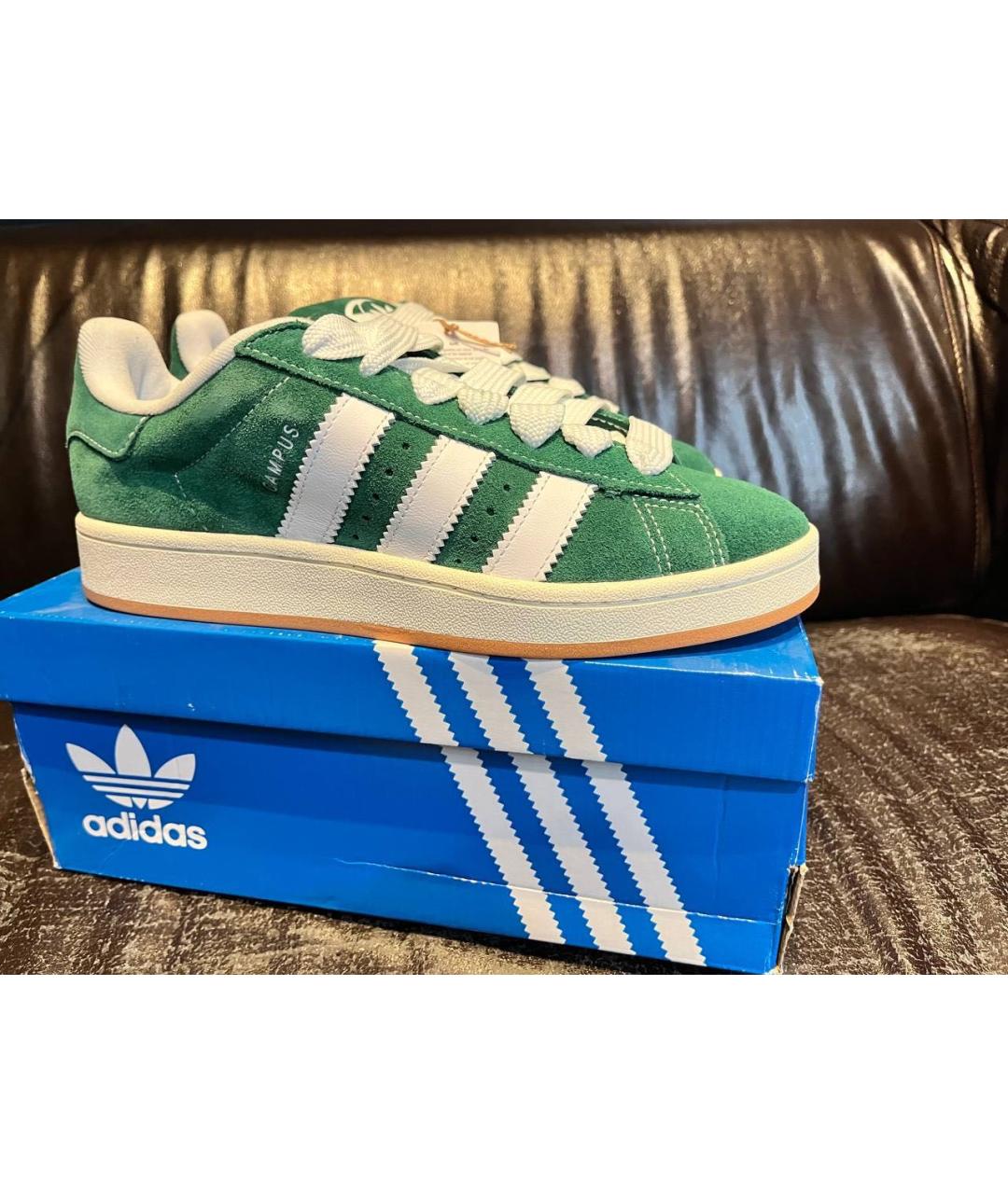 ADIDAS Зеленые замшевые кроссовки, фото 2