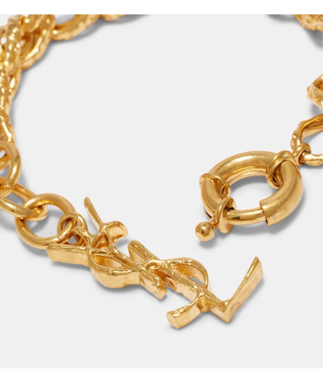 SAINT LAURENT Золотой латунный браслет, фото 3