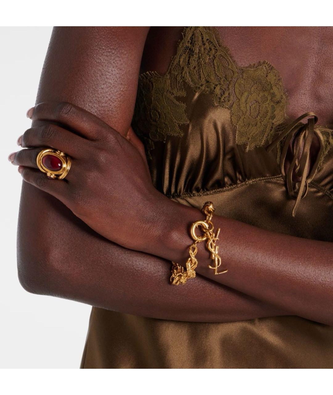 SAINT LAURENT Золотой латунный браслет, фото 2