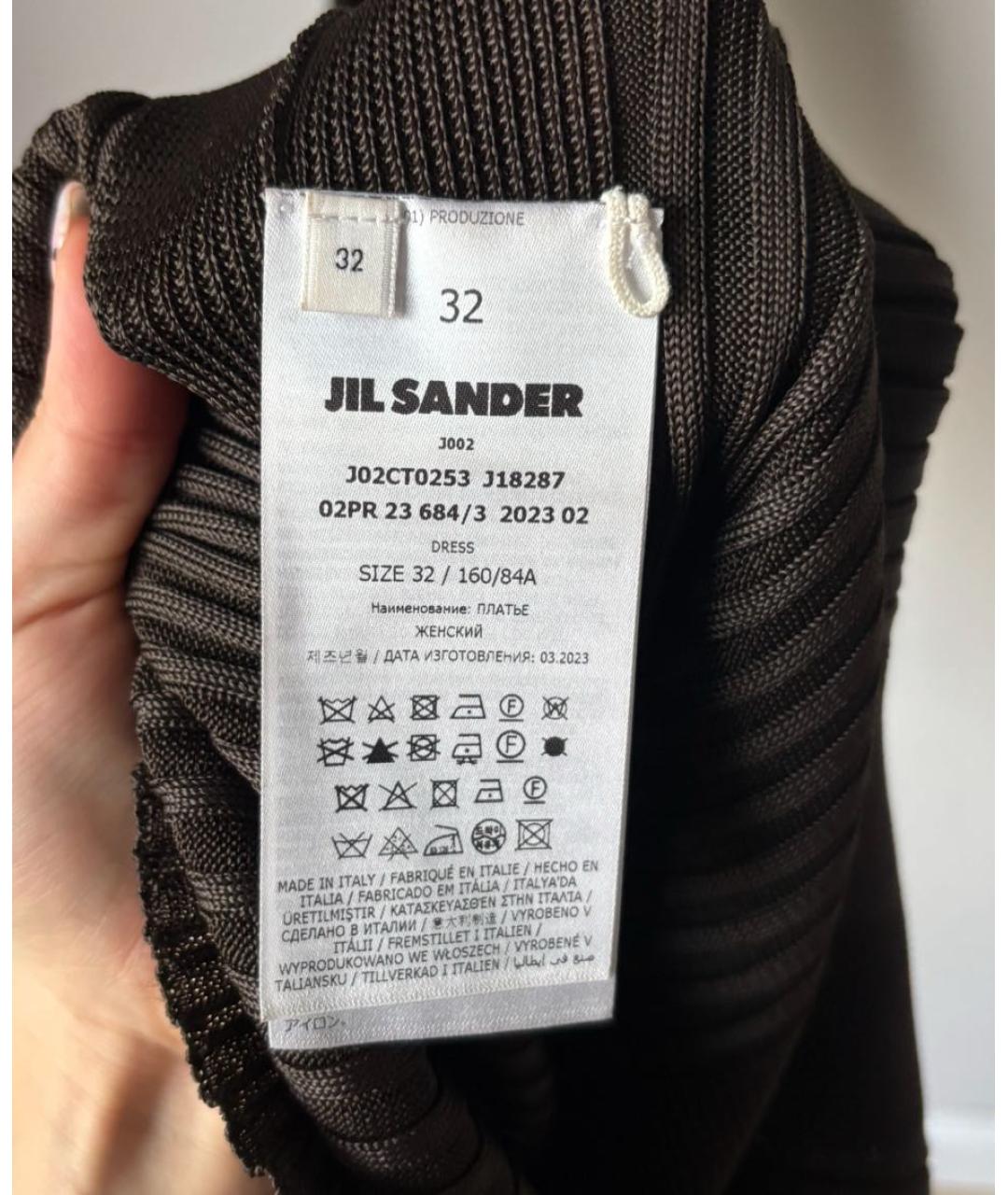 JIL SANDER Коричневое вискозное повседневное платье, фото 6