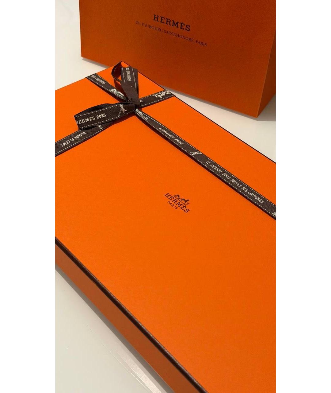 HERMES Антрацитовый кашемировый шарф, фото 5