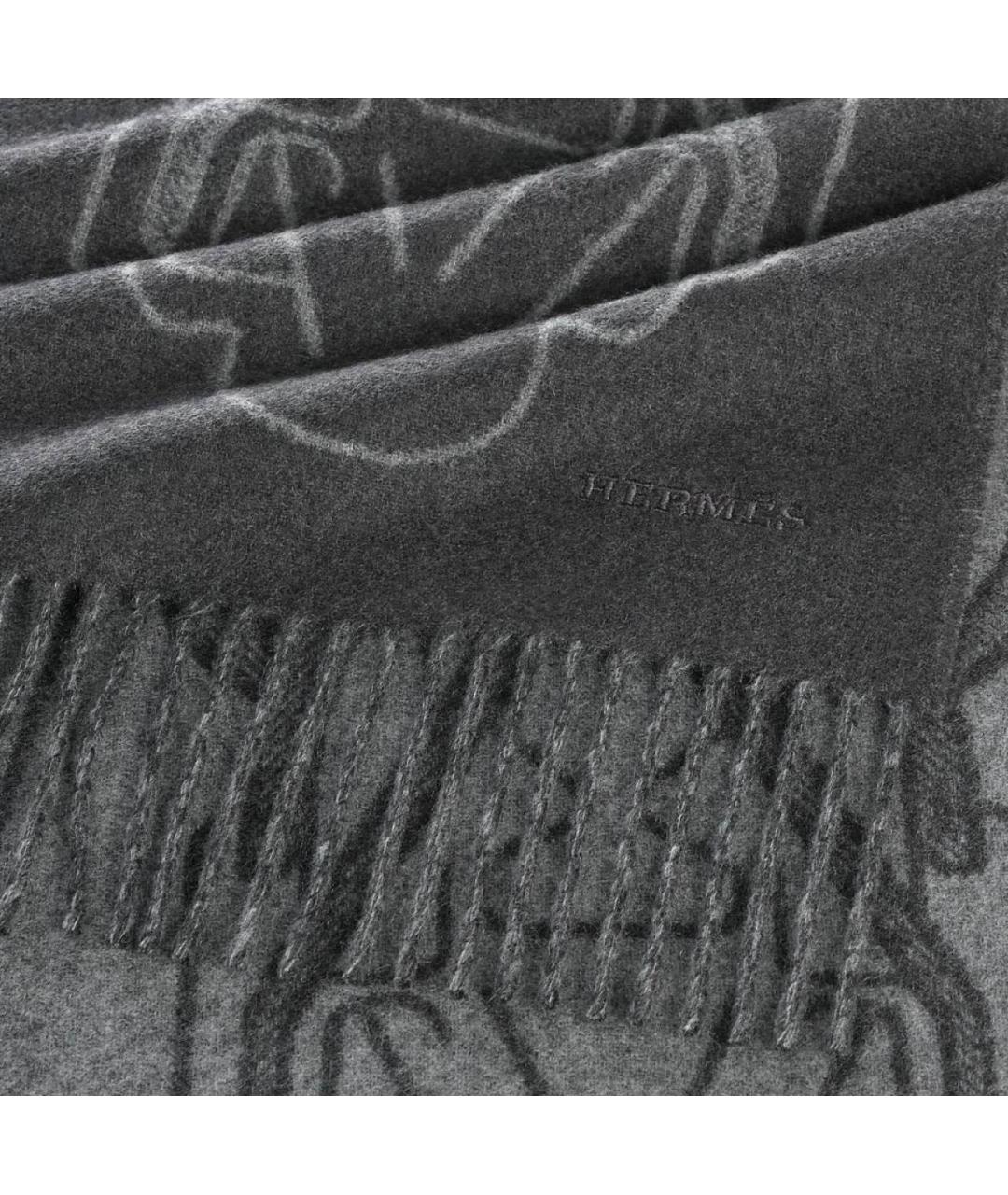 HERMES Антрацитовый кашемировый шарф, фото 4