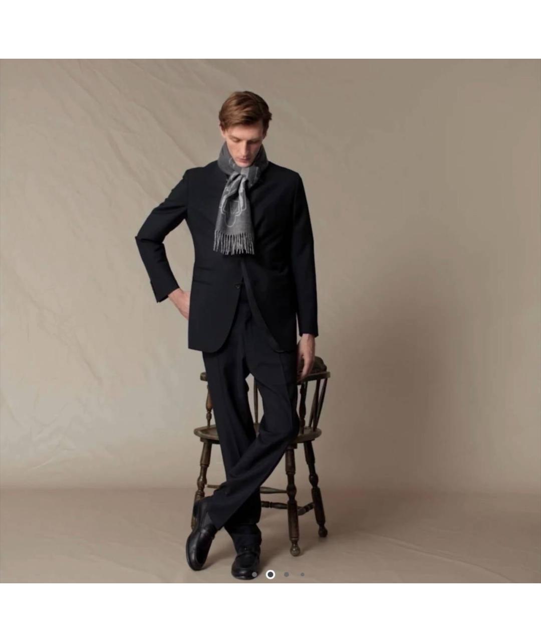 HERMES Антрацитовый кашемировый шарф, фото 6