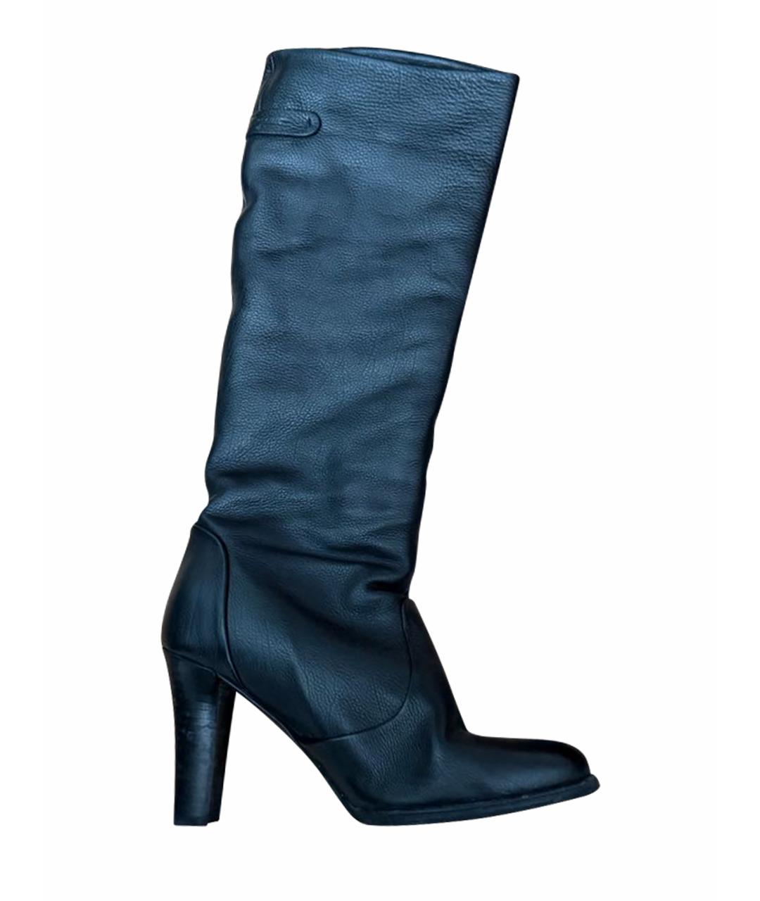 FERRAGAMO Черные кожаные сапоги, фото 1